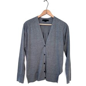 Alexander Wang Gray V-neck Silk Cotton Button Down Cardigan Sweater Size Small
